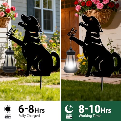Solar Black Dog Lights Patio Decorations Outdoor (Dog)
