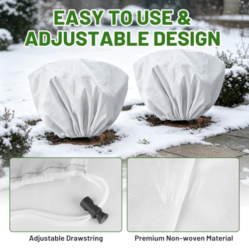 8 Pcs Plant Covers Frost Protection Bag 31.5"X23.6" Winter Reusable Plants Jacket with Drawstring Shrub Protection Wraps Bags Frost Blanket for Winter Outdoor Garden Plants (31.5 x 23.6 Inch / White)