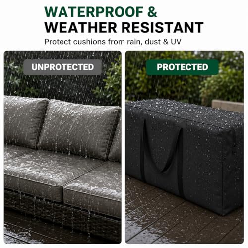 Cushion Storage Bag 420D Waterproof 68" Rectangular Outdoor Patio Cushion Storage Bags