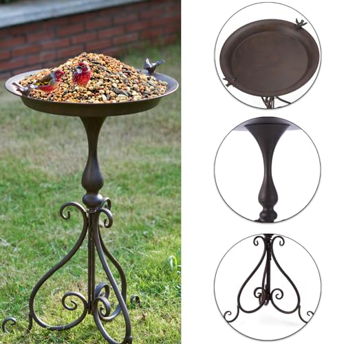 Dia 18" W*28" H Large Metal Bird Bath with Stand