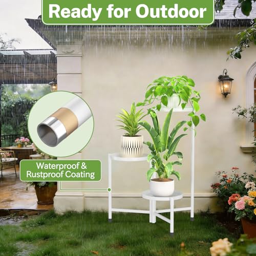 3 Tier Large Plant Stand Indoor Outdoor (White / 3 Tiers)