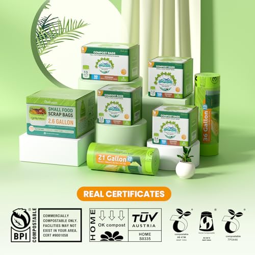 Compostable Trash Bags for Kitchen Compost Bin 1.2 Gallon (150 Count)
