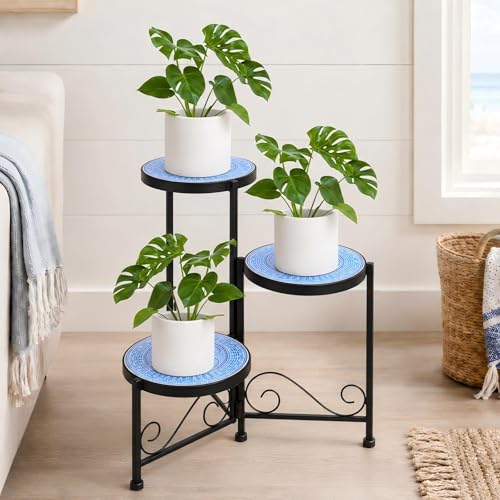 3 Tier Mosaic Ceramic Top Plant Stand