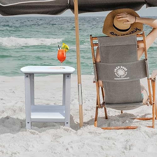 Adirondack Square Outdoor Side Table (White / a:Oval 2-Tier)