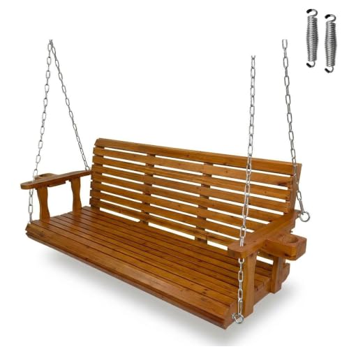 Wooden Porch Swing 3 (Cedar Tone / 5.5 FT Extra Large)