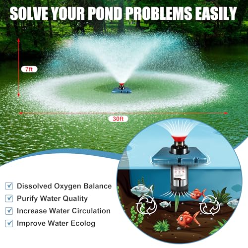 Pond Fountain Aerator F2 1HP 750W 15000GPH Floating Fountains Pump