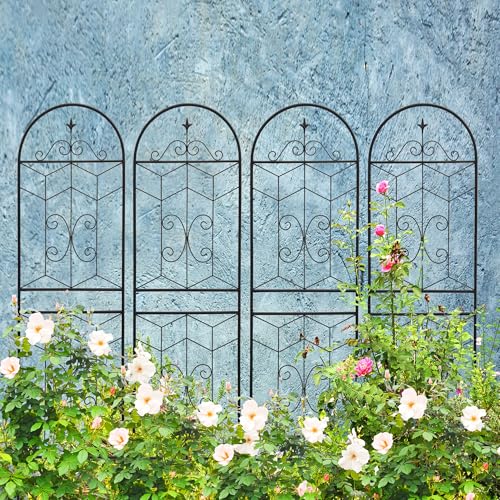 4 Pack 71x20in Garden Trellises with Black Metal Coating