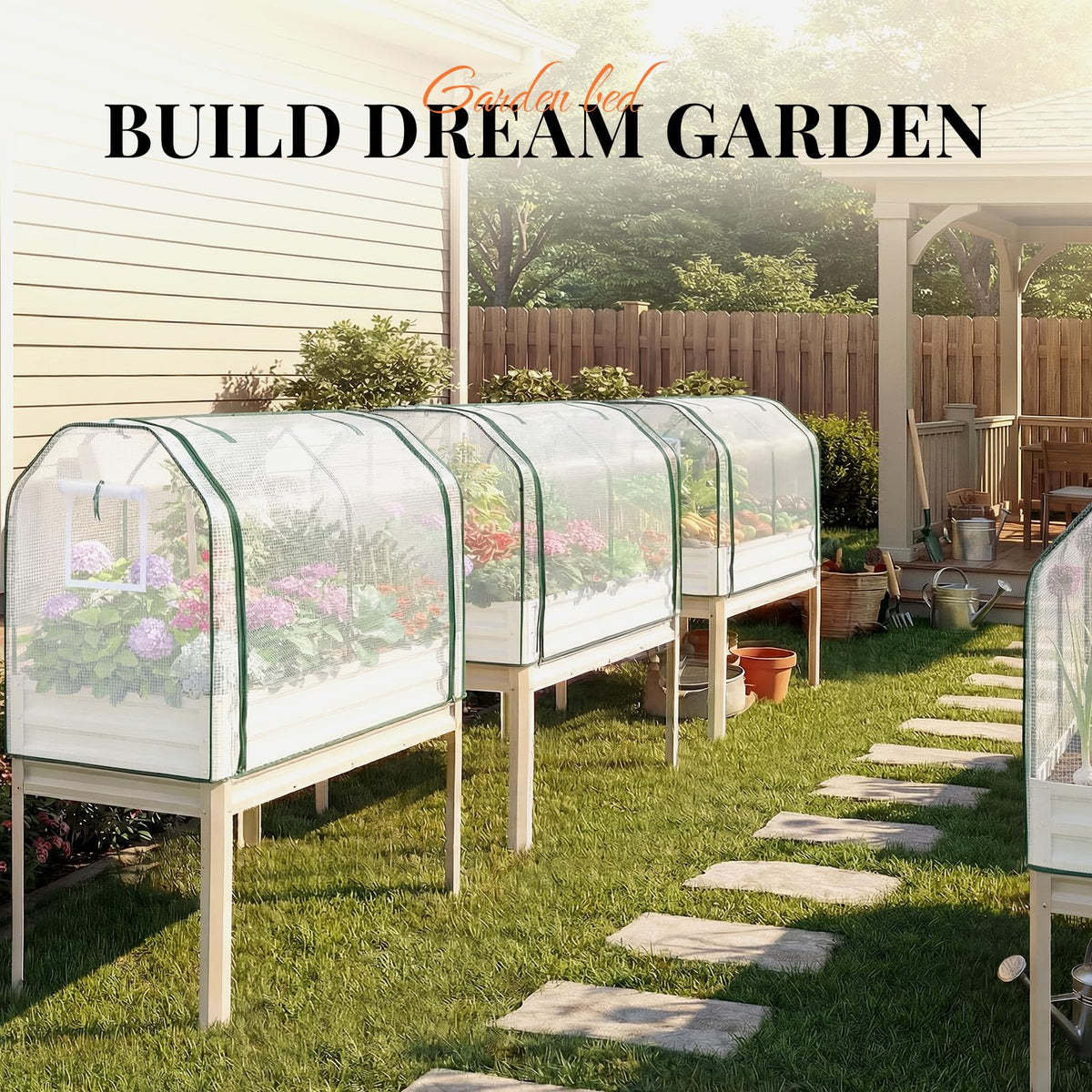 Large Raised Garden Bed with Large & Cover 48×24×56 in