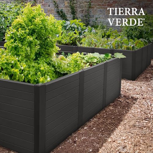 48-Inch x 48-Inch Raised Garden Bed with Tool-Free Connect System and Crafted from Recycled Materials, for Patios or Decks, Black (Black / Garden Bed)