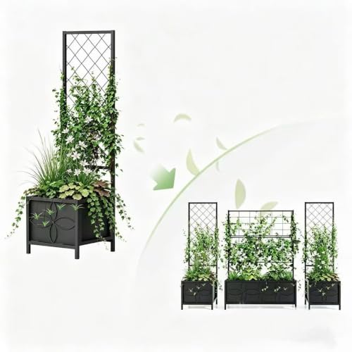 15.75 x 15.75 x 55 in Raised Garden Bed with Trellis