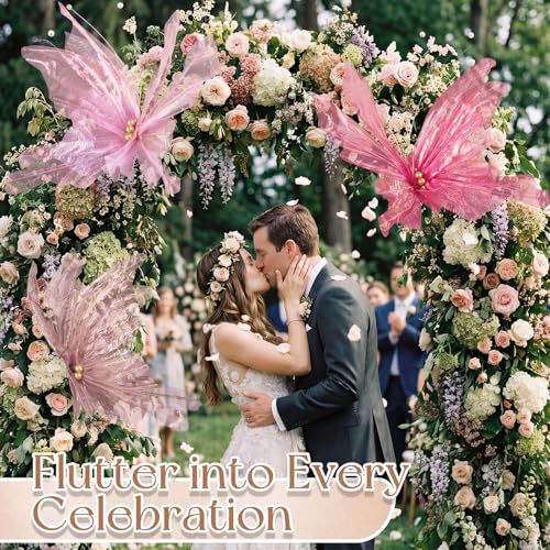 3 Pcs 19.7in Giant Butterfly Decoration for Wedding Reception (Butterfly / Pink, Peach Pink, Rose Red)