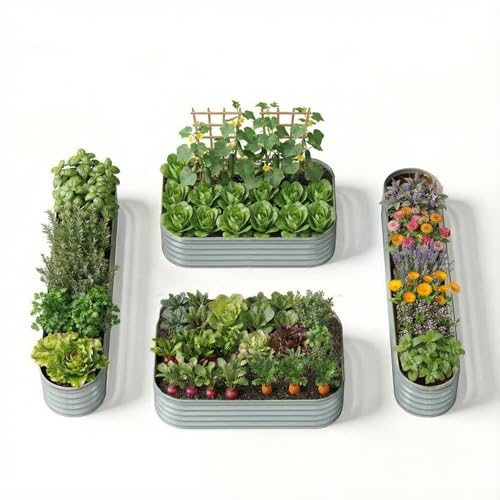 4 Pack 18" Tall Galvanized Raised Garden Beds (4 Count)