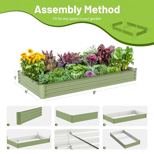 2PCS 8x4x1FT Galvanized Raised Garden Bed (2 Count)