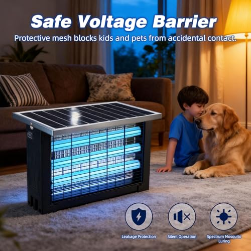 Powerful Large Solar Bug Zapper for 3000 sq.ft with 13FT Extension Cord (13W for 3000 sq.ft)