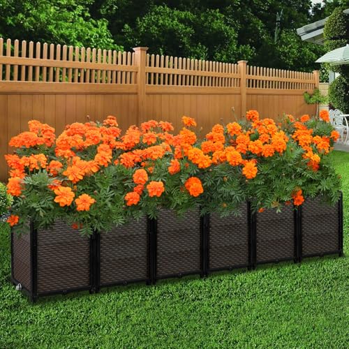 Large Raised Planter Box Outdoor Self Watering 94.4"x15.7"x19.7"