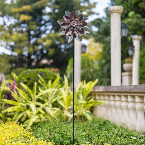 Wind Spinners Outdoor with 2 Blades (13"(Light Green & Antique Bronze))