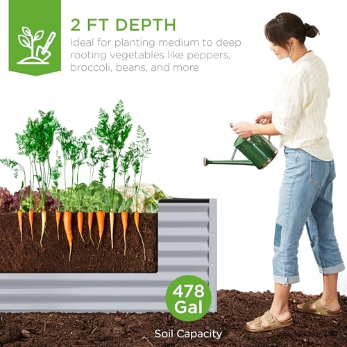 8x4x2ft Outdoor Metal Raised Garden Bed