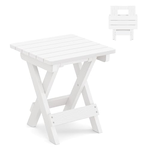 Small Outdoor Folding Side Table HDPS 14 Inch Height