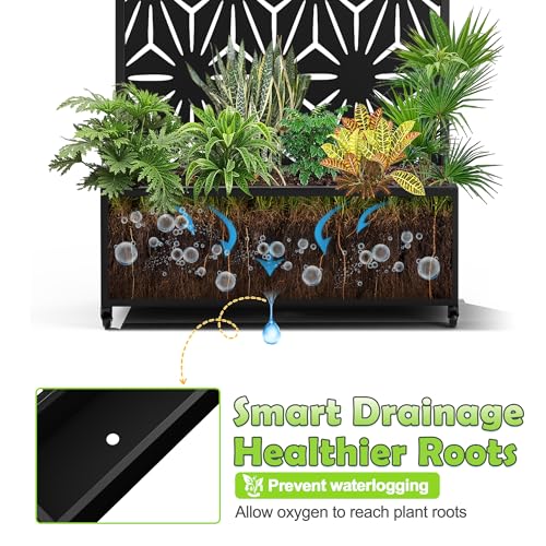 15.7"×70.9"×35.4" Metal Raised Garden Bed with Trellis and Wheels