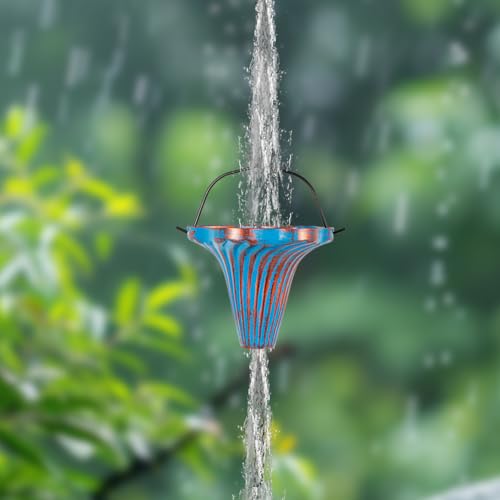 11.5 Ft Rain Chains for Gutters (Blue Funnel)