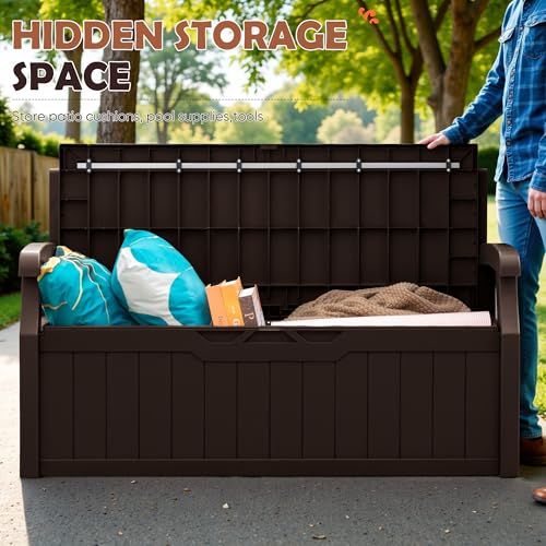 80 Gallon Resin Outdoor Storage Bench Waterproof