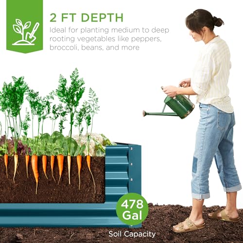 8x4x2ft Outdoor Metal Raised Garden Bed