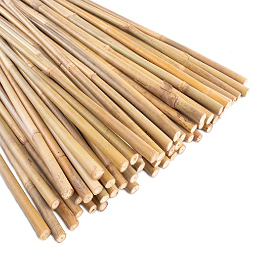 0.32”-0.4"/ 4 Feet Garden Stakes, Natural Bamboo Sticks Plant Stakes for Indoor and Outdoor Plants，Poles for Tomatoes, Beans, Potted Plants(50Pcs) (50.01 Count)