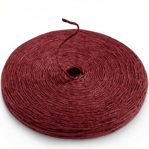 2mm Natural Jute Twine String Thin for Craft Plant Garden Gift Wrapping Christmas Handmade Art Decoration Packing String Home Art Decoration (Dark Red / 2mm * 328 Feet)
