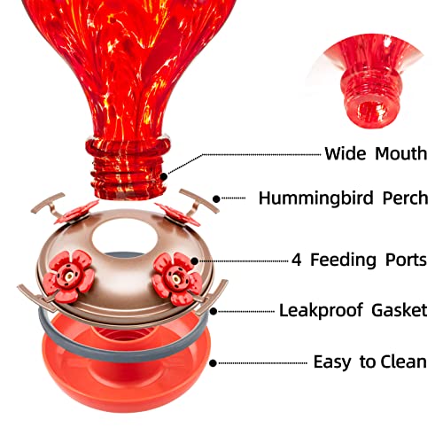 Hummingbird Feeders 32OZ Glass Hummingbird Feeder