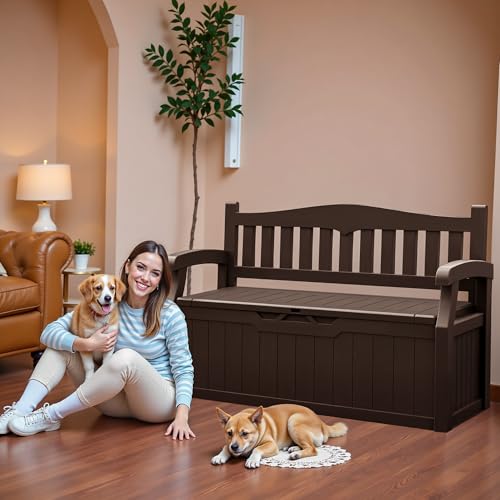 80 Gallon Resin Outdoor Storage Bench Waterproof