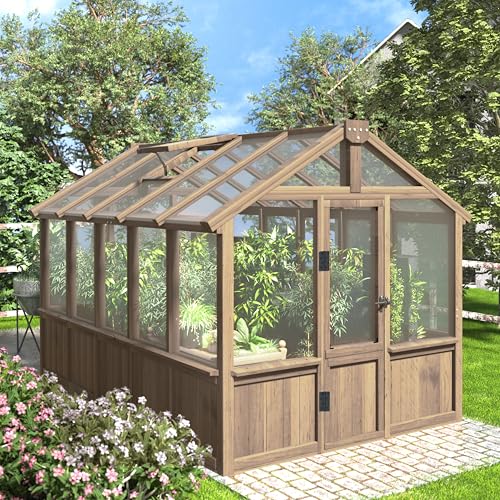 6'x10' Wooden Greenhouse for Outdoor (Brown / 6x10 FT)