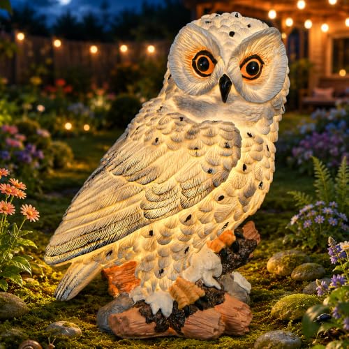 Solar Owl Garden Outdoor Statue (White-owl)
