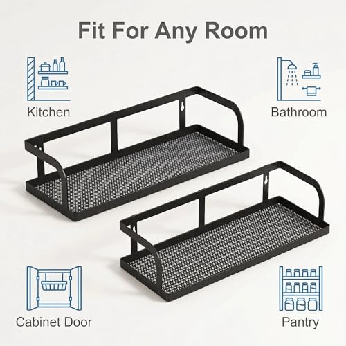 2 Pack 16.5" Extra Long Slim Hollowout Shower Caddy (Matte Black / U-Shape Easy Access (16.5" Extra Long))