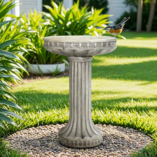 24” H x 16” Dia Outdoor Birdbath with Classical Pedestal