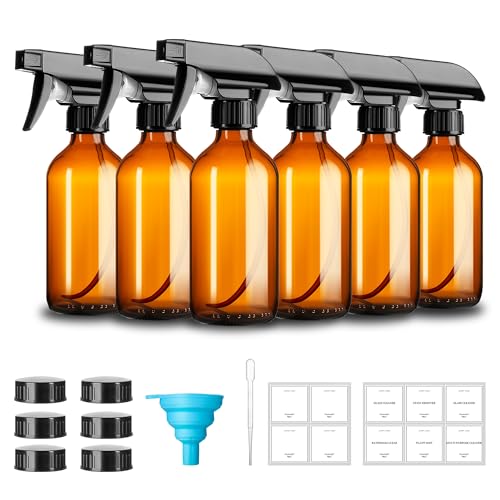 Amber Glass Spray Bottles 8oz Brown Glass Spray Bottles 6 Pack (8 Count)