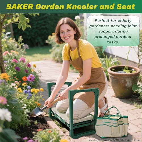 Garden Kneeler and Seat Foldable Gardening Stool with Extendable Legs