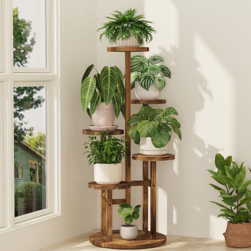 5 Tier Wood Plant Stand Indoor Outdoor Corner Tall Shelf