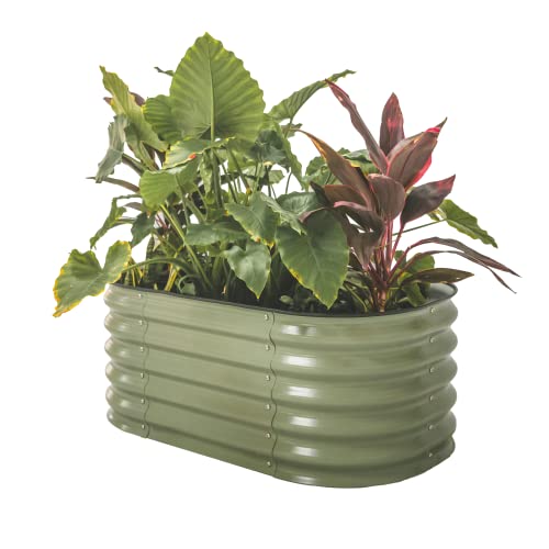 17" Tall Kids First Garden Bed 24" x 42" Raised Planter Box Outdoor Metal Galvanized Gardening Bed for Vegetables Herb & Flower