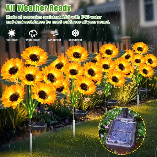Solar Lights Outdoor Garden Decor 4 Pack (4 pcs-Sunflower)