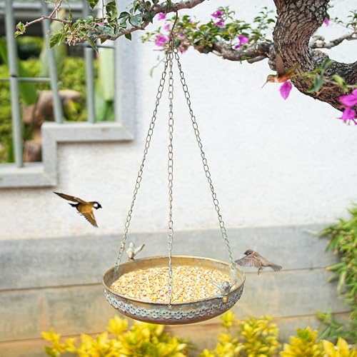 Metal Hanging Bird Bath (gold-E)