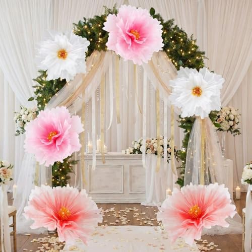 6 Pcs Giant Flowers Decoration for Wedding (Flowers / White,pink,rose Red)