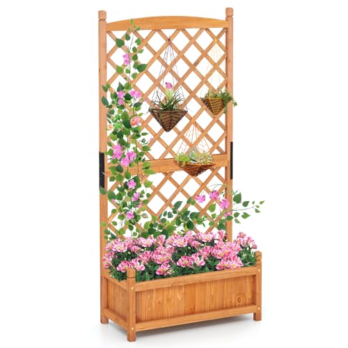 Raised Garden Bed with Trellis (Orange / 28"Lx13"Wx60"H)