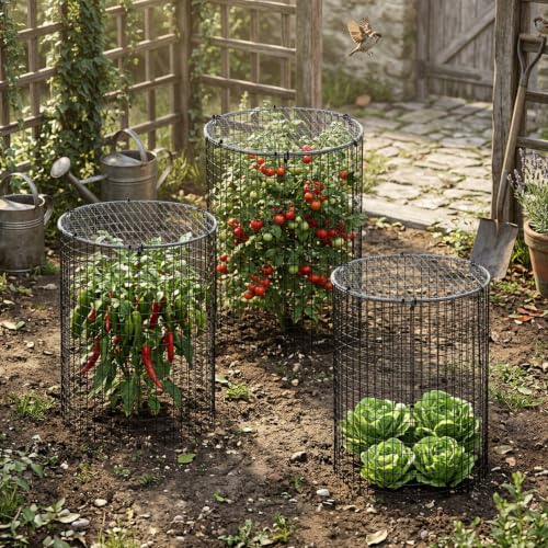 45 Pcs 24” x 12” Large Wire Plant Protector from Animals with Metal Cover (15 Pack 24'' x 12'' with 15 Pcs 12'' Cover)