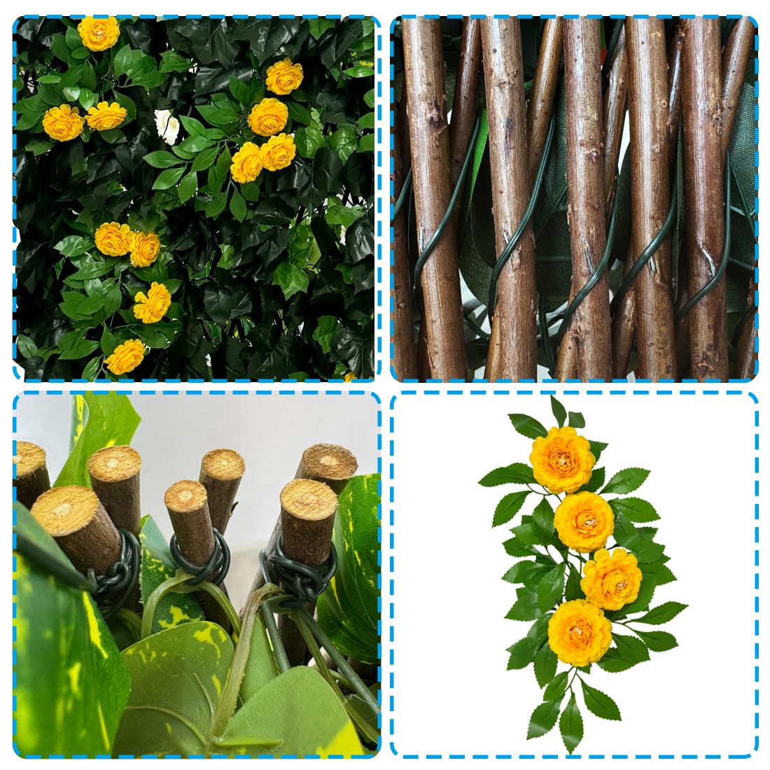Artificial Expandable Ivy Privacy Fence Screen (BRANCH-JUHUA YELLOW)
