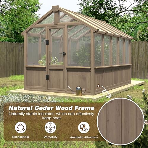 6'x10' Wooden Greenhouse for Outdoor (Brown / 6x10 FT)