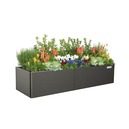 Modern Raised Garden Bed 17" Tall 27" x 83" Heavy Metal Planter for Trees Plants Flowers Double