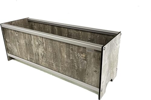 Raised Garden Bed 36”Lx12”Wx14”H Premium HPL Plastic Wood Grain Aluminum Frame Elevated Planter Box for Backyard Patio Balcony