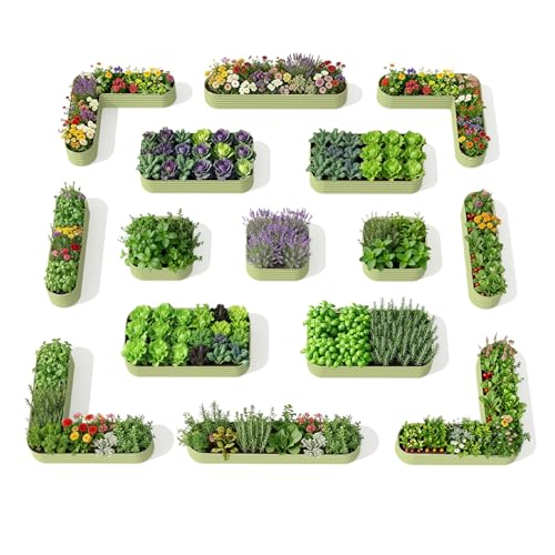 15 Pack Galvanized Raised Garden Beds (Green / Set of 15)