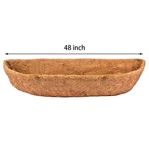 2pcs 48" Garden Coconut Planter Liners Preformed Window Box Liners Natural Trough Coco Liner Coir Mats (48 inch)