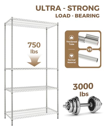 Large Plant Shelf Indoor Plant Stand Outdoor 4 Tier for Plants Heavy Duty 3000lbs Plant Rack Storage Shelves Adjustable Tall Plant Holder for Balcony Garden Patio (4 Count)